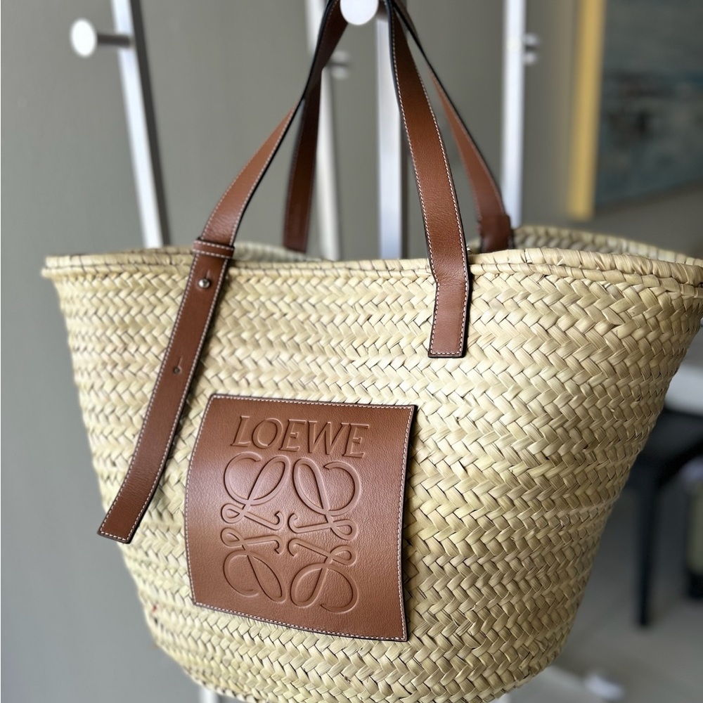 Loewe Tan and Brown Woven Tote